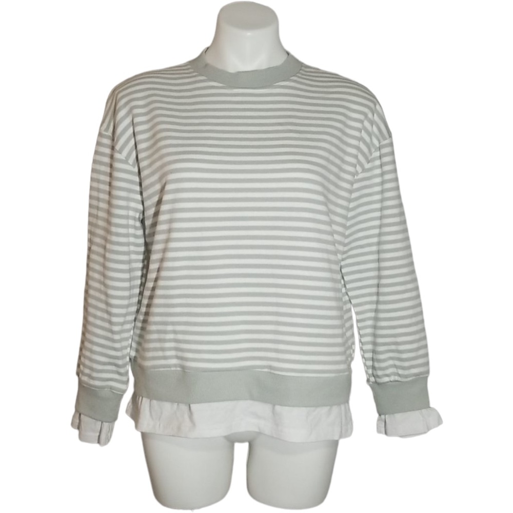 CALI BE Light Grey Stripe Sweatshirt Size XL